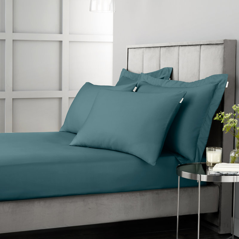 400 Thread Count 100% Cotton Sateen Fitted Sheet, Single (3'), Teal