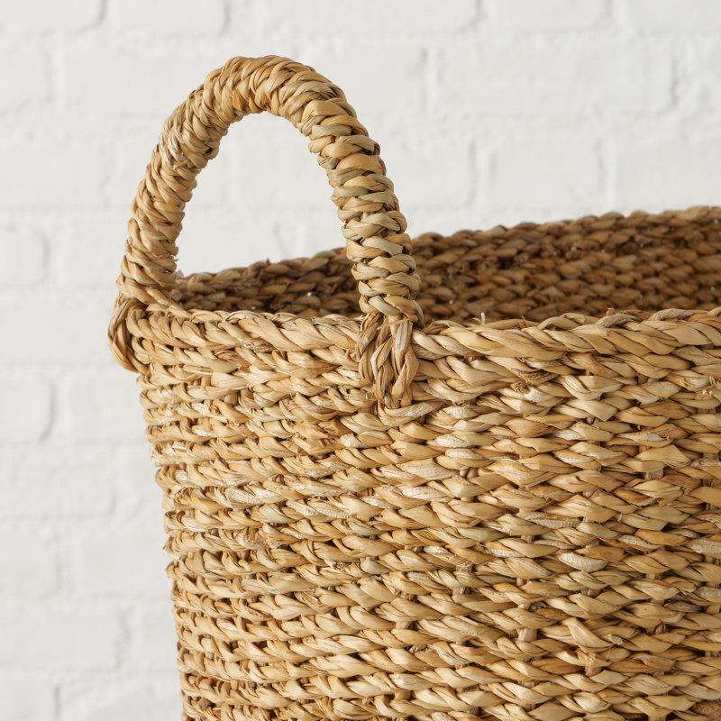 Hand Woven Wicker Laundry Basket with Handles