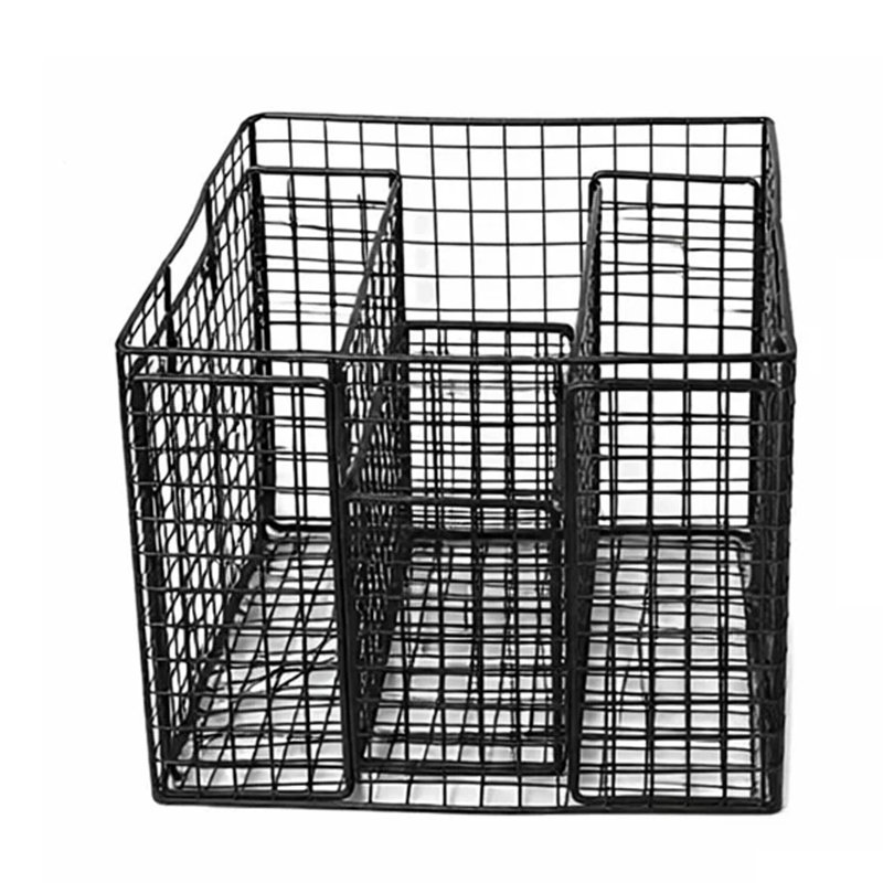 Ensemble de 4 paniers de rangement gigognes, filet en métal noir