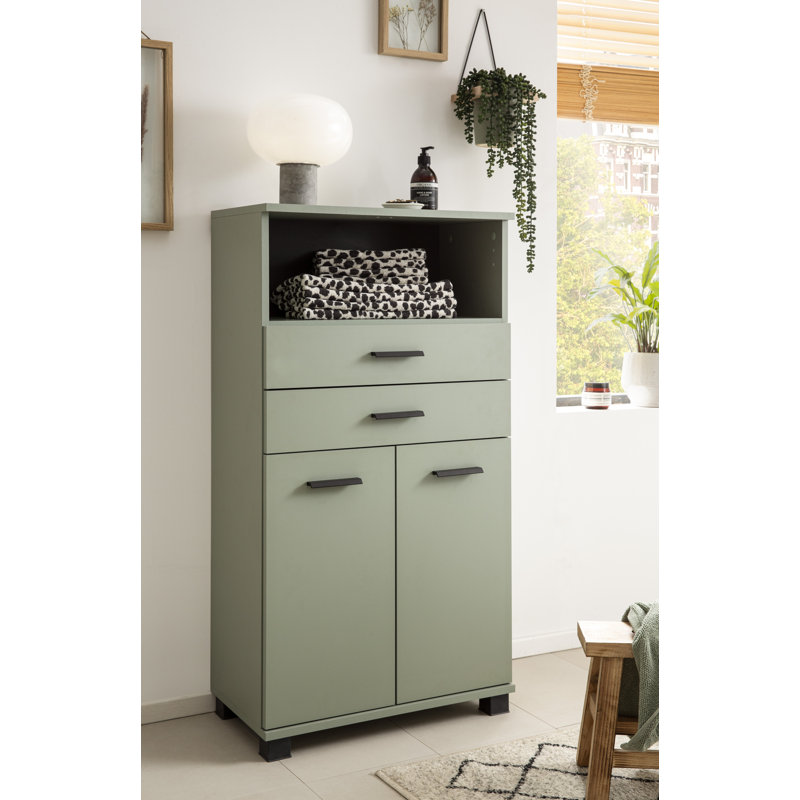 Hafley Bathroom Cabinet, Pistachio/Matte Black