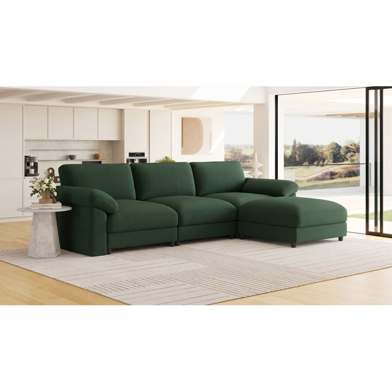 Oversized Sectional Couches,L-Shape Cloud Sofa with Ottoman,Deep Seat Couch, for Living Room, Apartment, Dark Gray Chenille