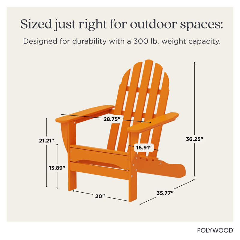 POLYWOOD Classic Adirondack Chair, Tangerine