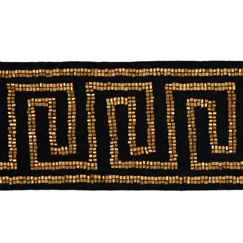 Delphi Beaded Tape, Gold on Black