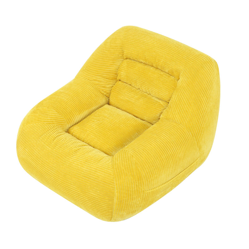 Corduroy Fabric Yellow Mini For Bedroom And Dorm, Soft Cozy, No Assembly Needed, Ergonomic Design Family Time, 38.1 In Width, 34 Lb Package Weight Bedroom, Neck Head Support, Weight, 27.5 Tall