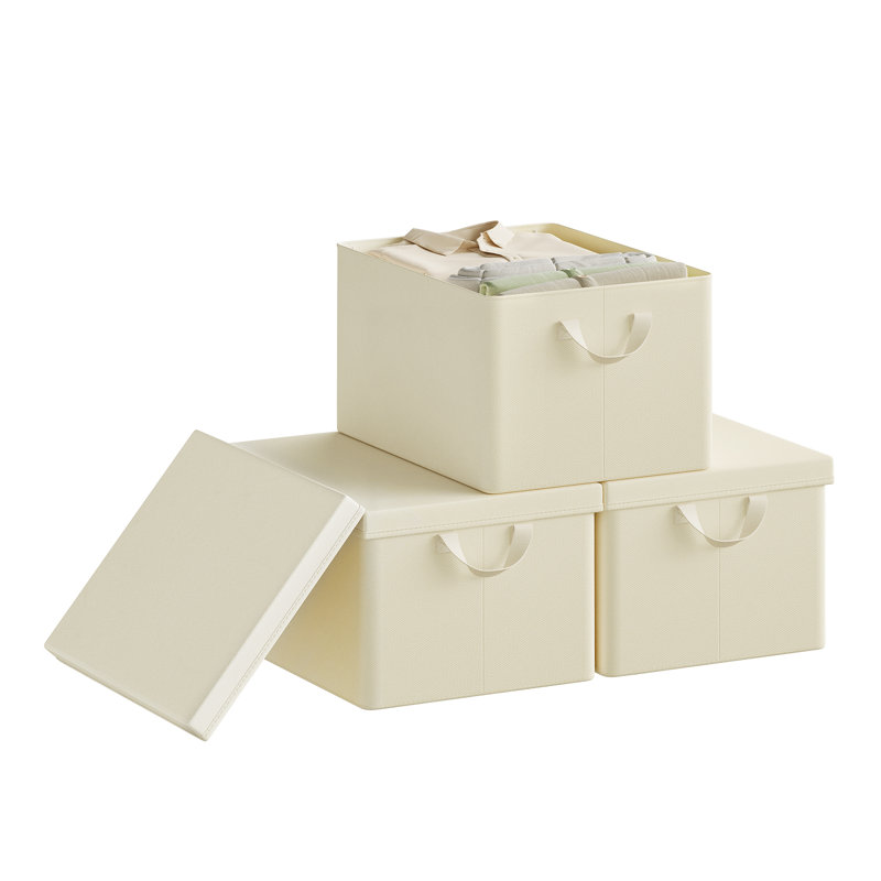 Fabric Crate, 26cm H x 43cm W x 33cm D, Cream, Yes