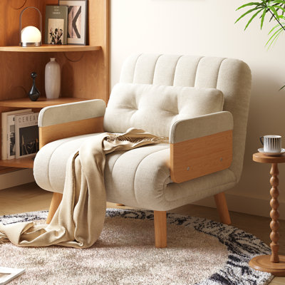 Convertible Chair Bed, Futon Sofa Bed, Sleeping Chair With Solid Wood Legs And Storage Bag, Linen Sofa Bed, Guest Bed In Living Room, Bedroom, Balcony