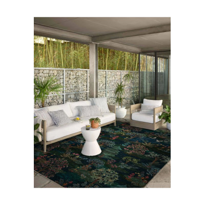 Tapis décoratif vert à motif floral vert
