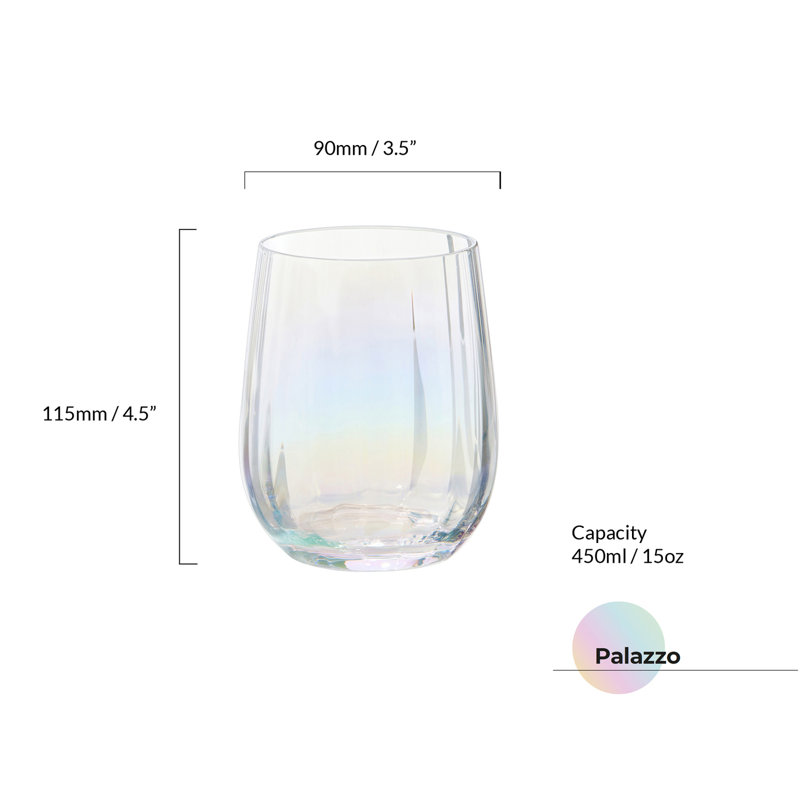  Palazzo 15.25oz. Double Old Fashioned Drinking Glass Glassware Set