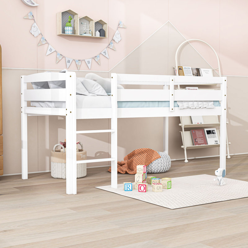 Lit mezzanine simple en bois Eriqua, Blanc