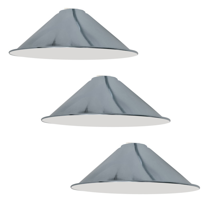 Veltri 10cm H Metal Cone Shape Pendant Shade ( Uno ), Chrome/White
