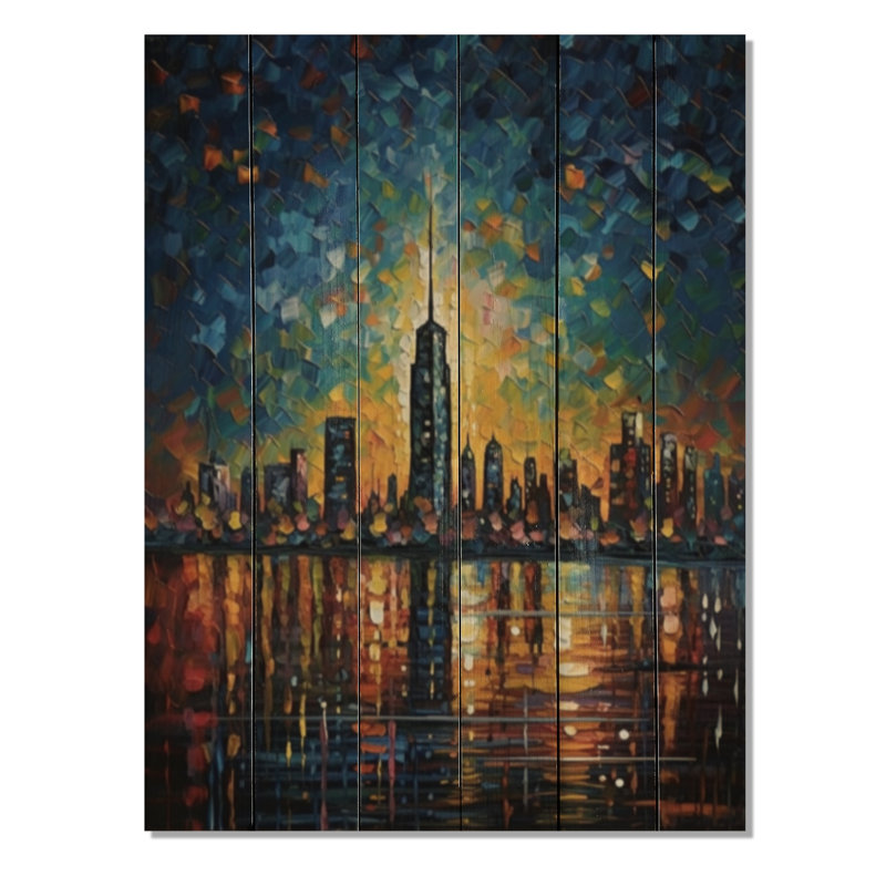 Silhouette fantaisiste colorée I sur bois, H 20 po x l 10 po x P 0,78 po