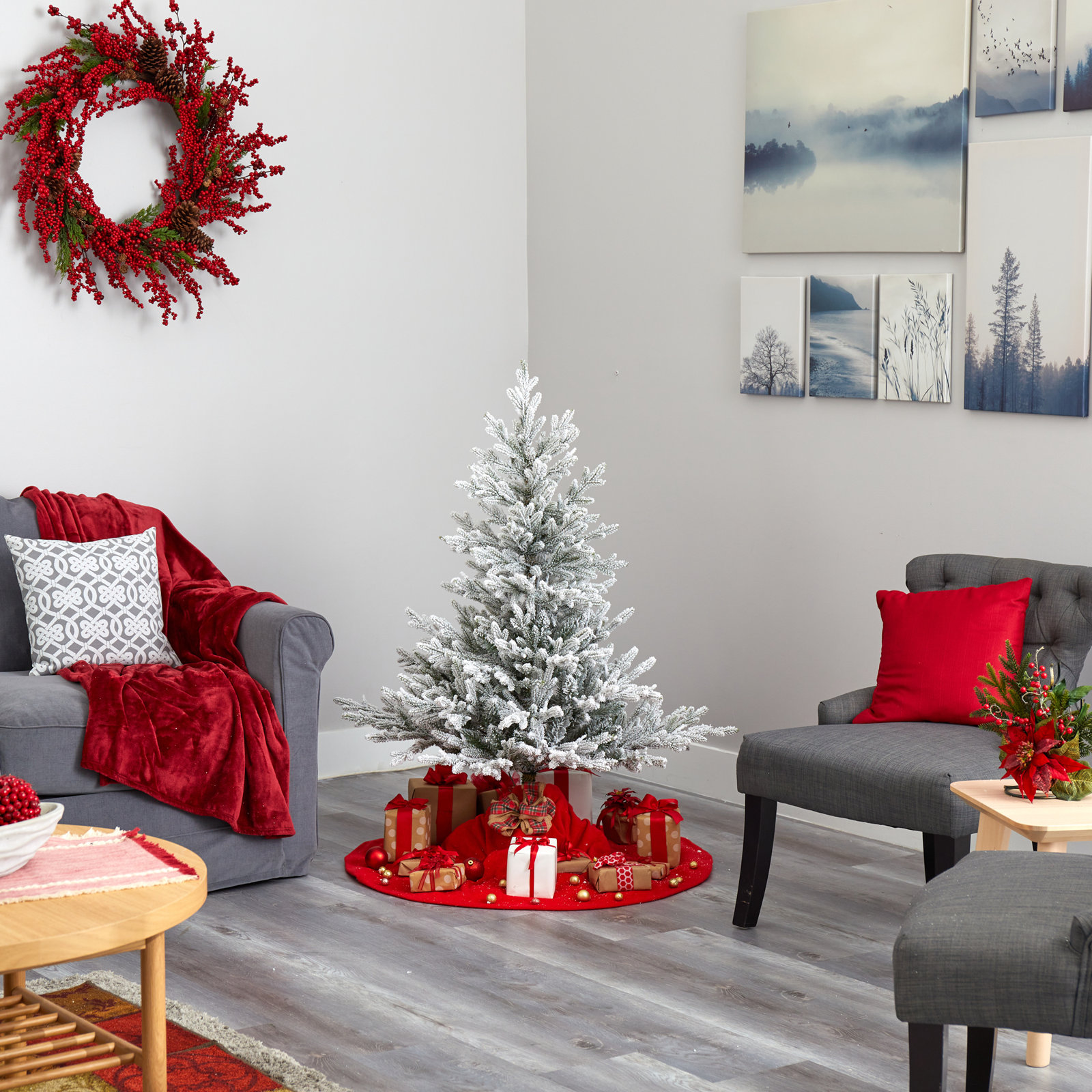 Lighted Artificial Christmas Tree, 4' H