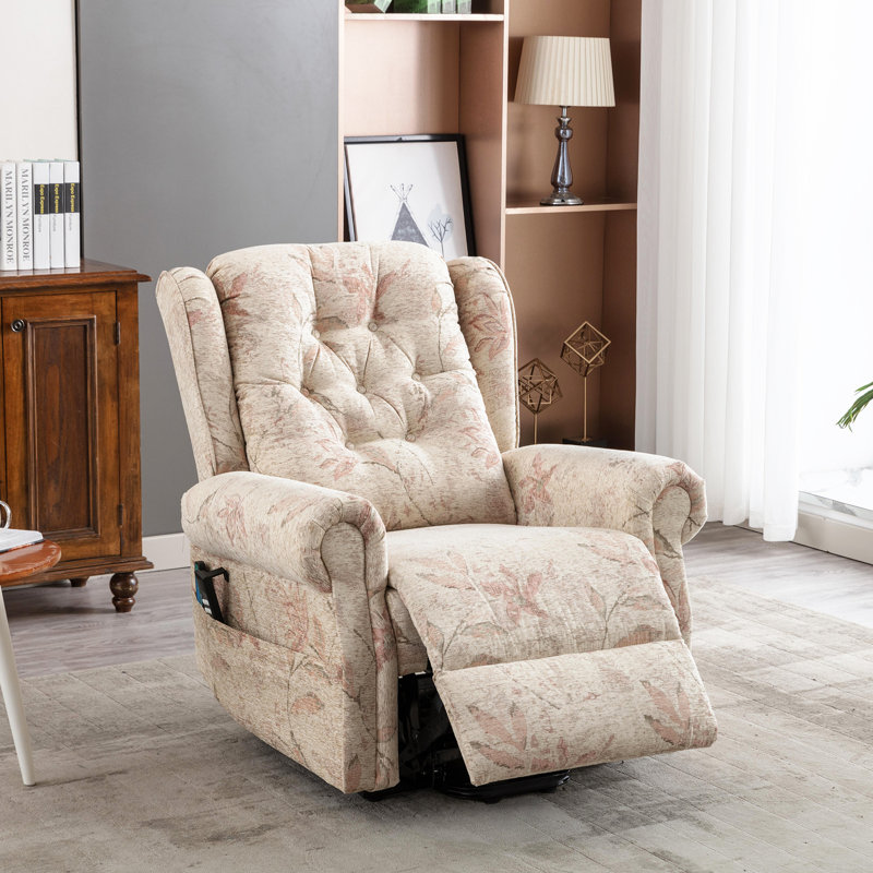Holmsten 92 cm Wide Chenille Lift Assist Recliner with Massager and Heated Cushion