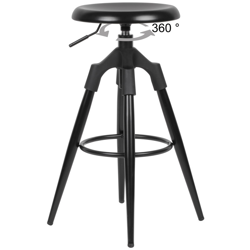 Rivers Swivel Adjustable Height Counter Stool with Metal Frame, Black
