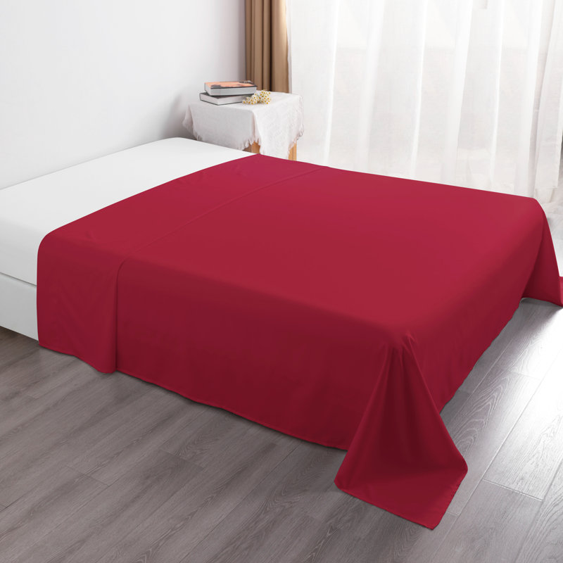 Drap plat en microfibre , Vin rouge, Drap plat de taille double