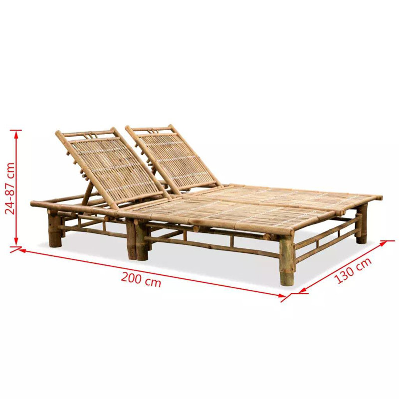 Chaise longue simple en bambou inclinable 80 po