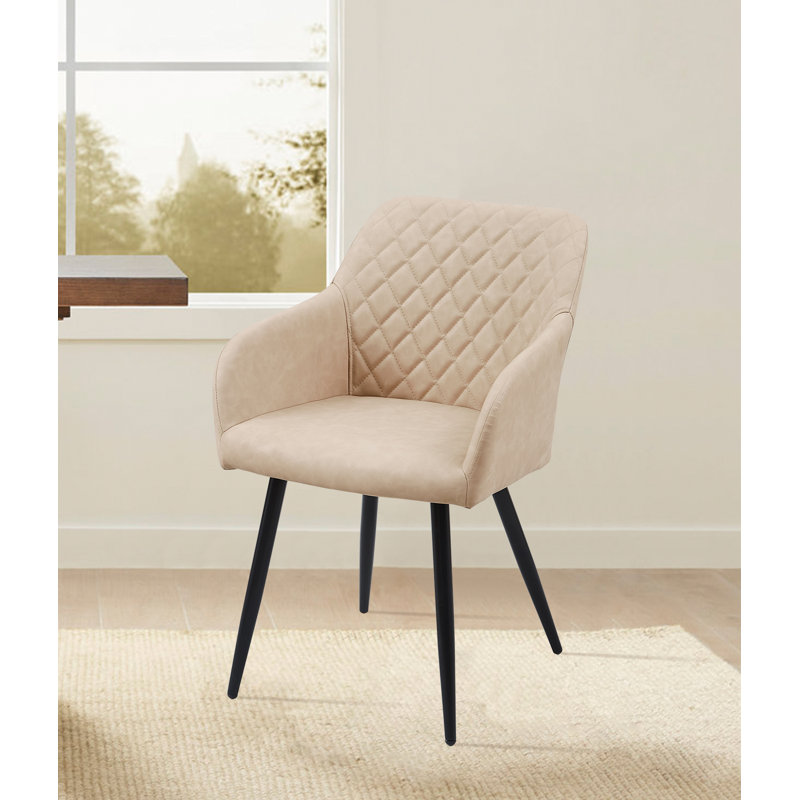 49cm H Upholstered Metal Armchair, Beige