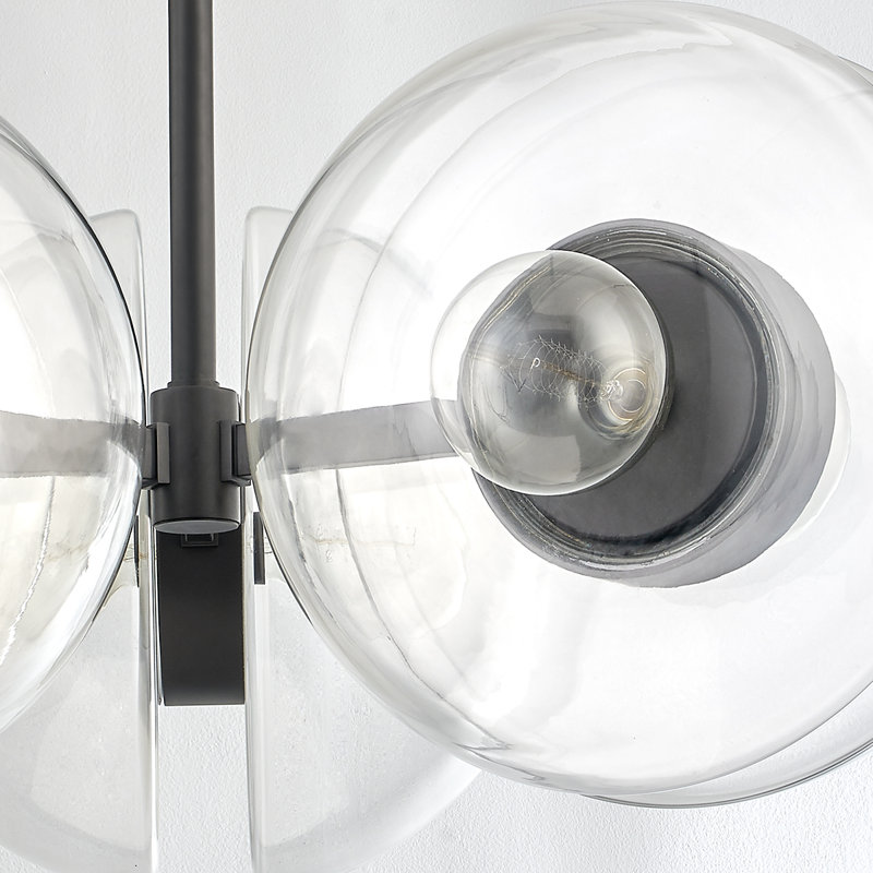 Lustre 6 lumières Kert, Laiton noir, H 18 po x l 38,75 po x P 38,75 po