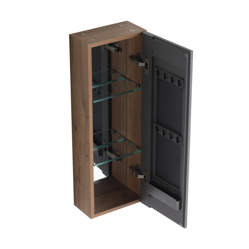 Armoire de rangement pour salle de bain avec miroir flottant de 10 pouces avec tablettes en verre, 9.83"