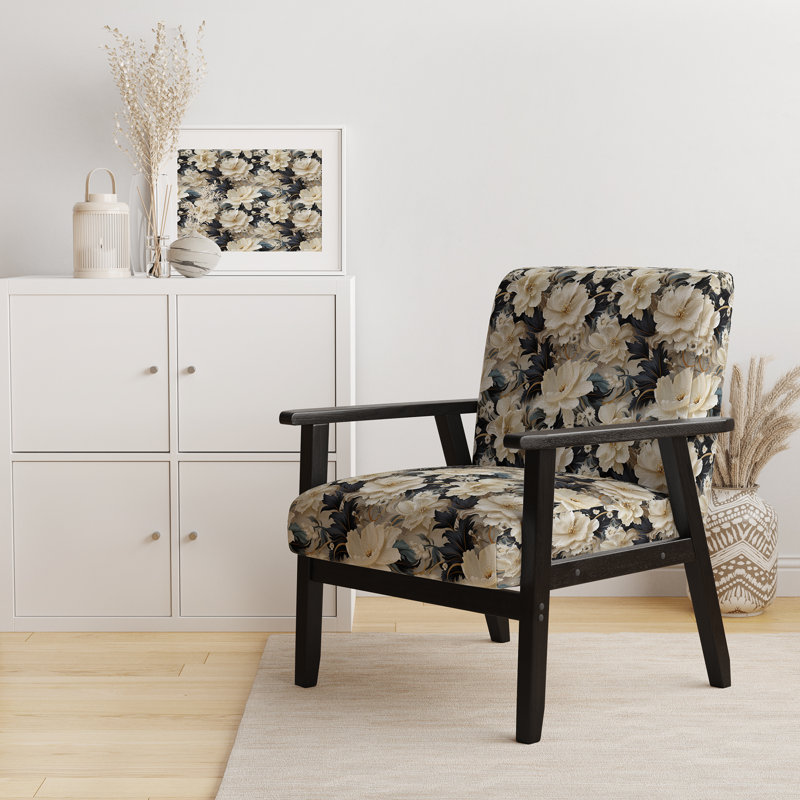 Chaise d'appoint florale Cobalt, Motif victorien éthéré rococo