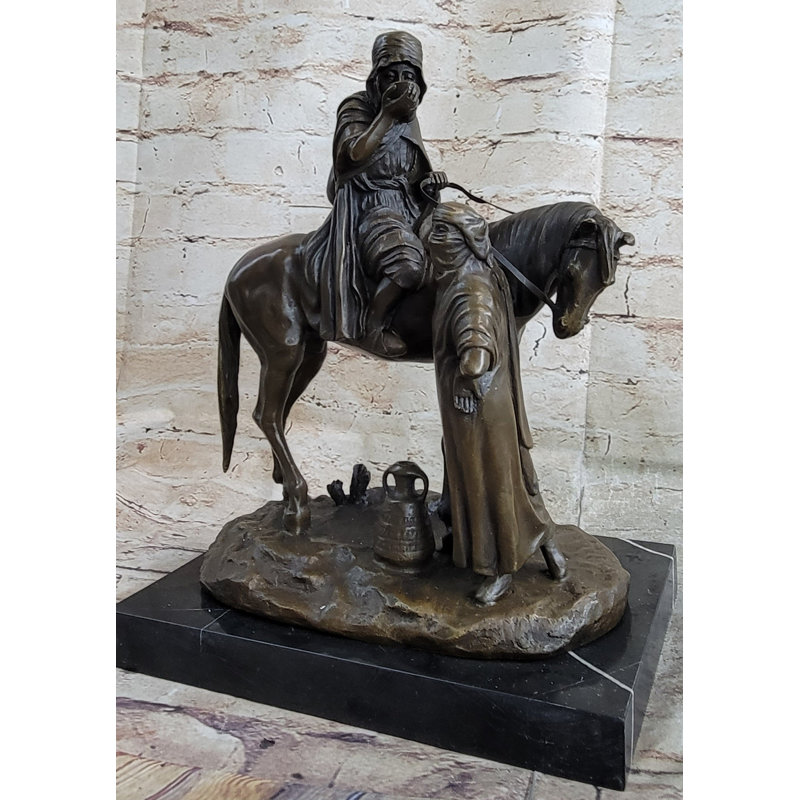 Statue d'un homme arabe à cheval en bronze à cheval par Dubucand