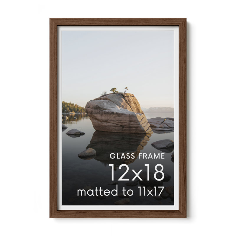 Cadre photo en bois massif avec verre, L 12 po x H 18 po, Noyer