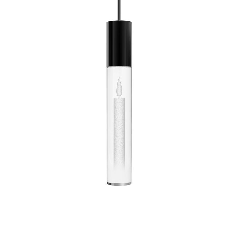 Luminaire suspendu simple en acrylique 1 po Candle, Chrome poli