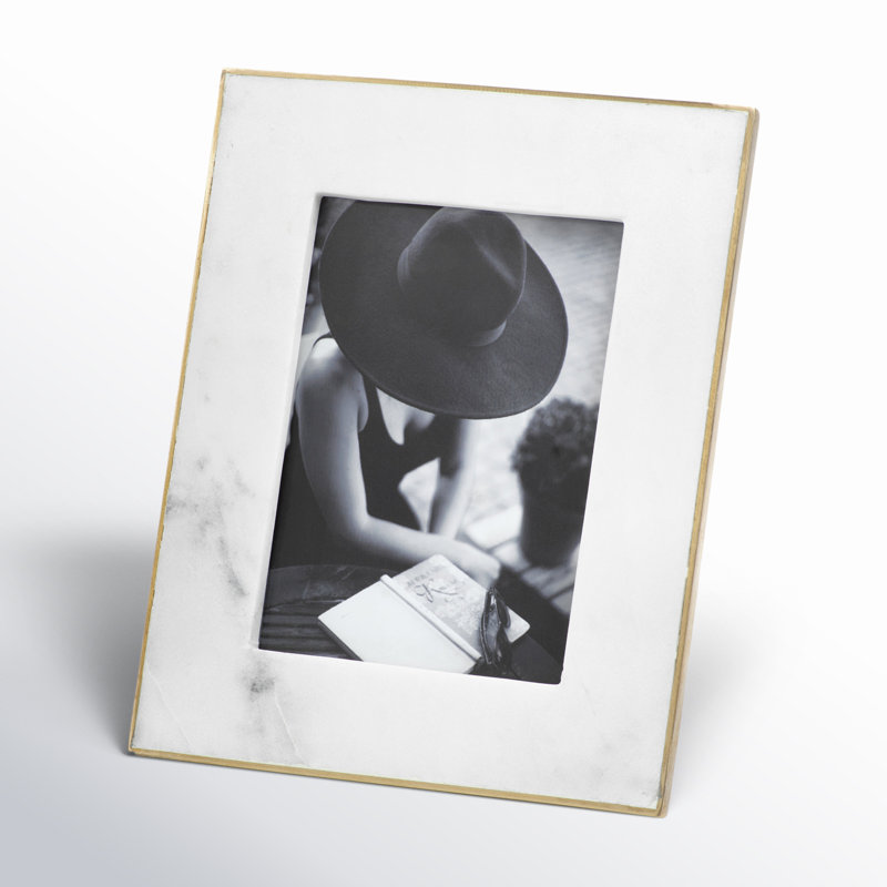Gibbs White Marble Matte Picture Frame with Mat, 5" x 7"