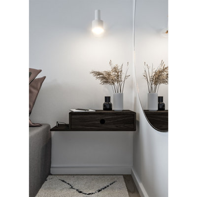 Nasair 1 - Black Solid Wood Nightstand with Drawer | Bedroom Scandinavian Furniture, Bedside Table