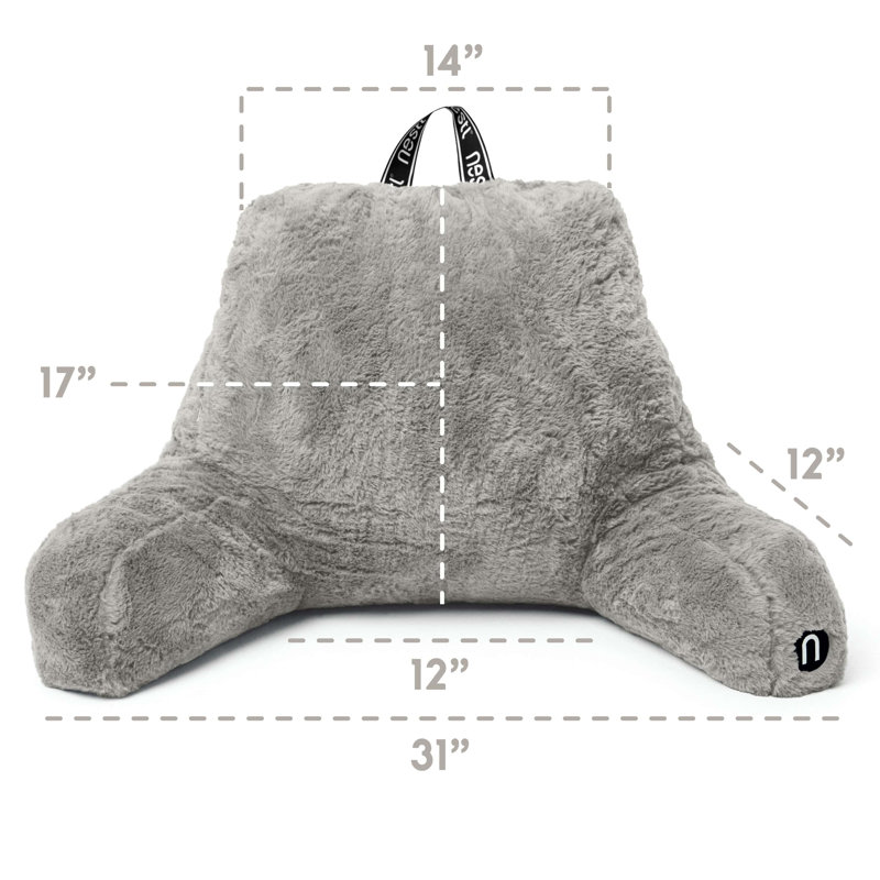 Faux Fur Reading Backrest Pillow, Gray