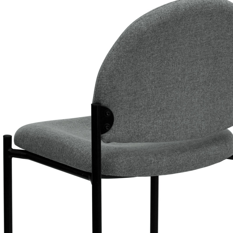 Comfort Stackable Steel Side Reception Chair, Without Arms, Grey Fabric