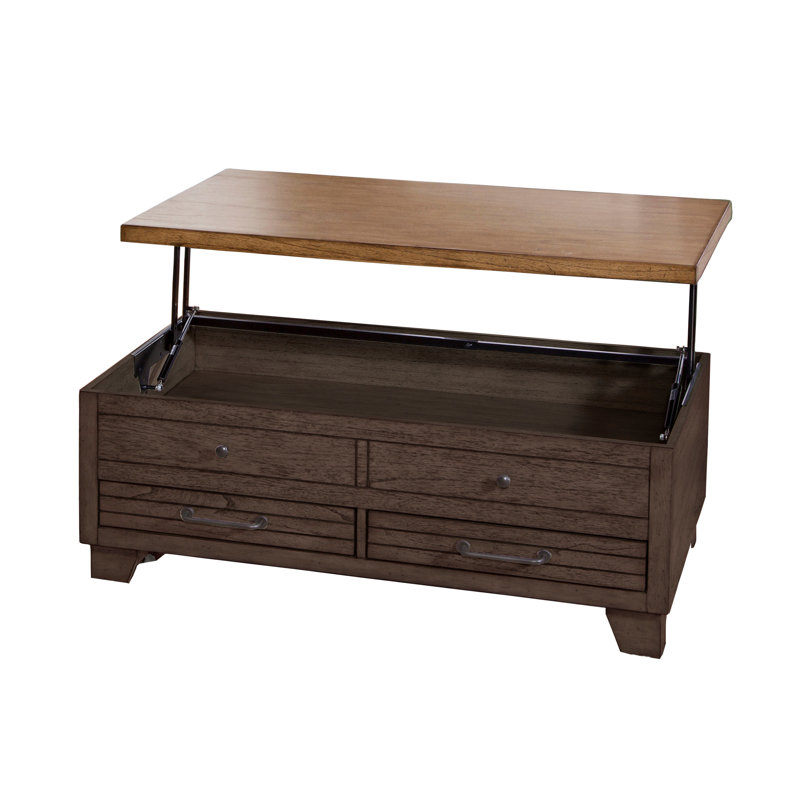 Table basse à plateau relevable Elgin, Brun rustique