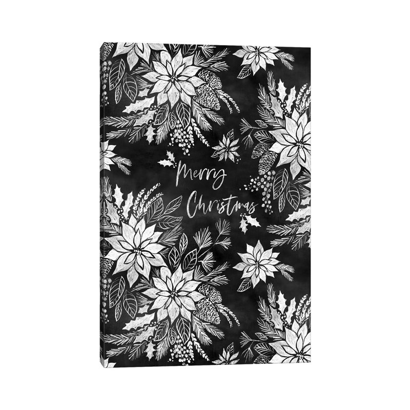 Christmas Chalkboard Pointsettias by Jacqueline Maldonado - Wrapped Canvas Print, 152.5 cm H x 101.5 cm W