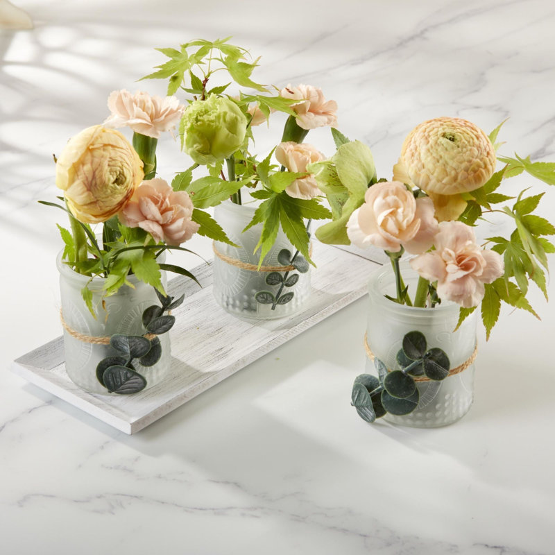 Ensemble de 4 votives et plateaux givrés 4 pièces