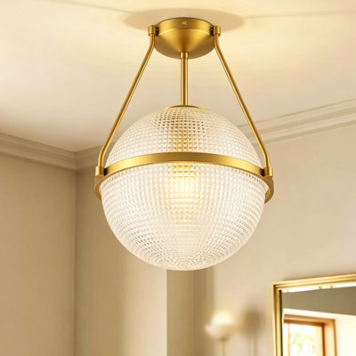Neven 1- Light Dimmable Glass Shade Semi Flush Mount Light