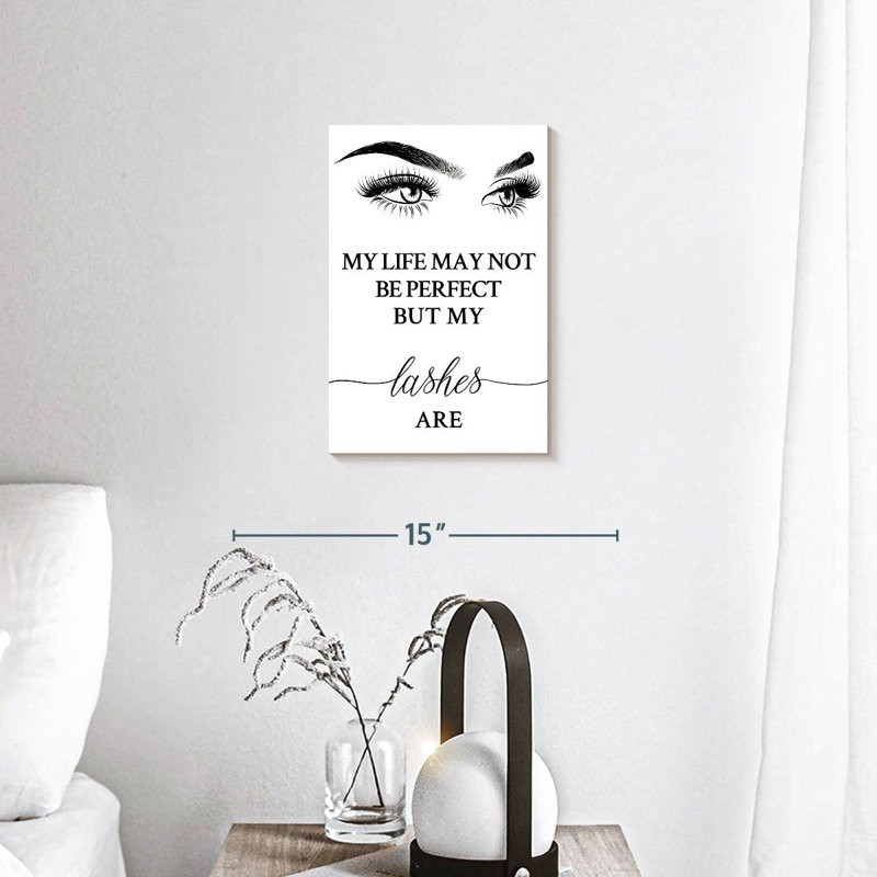 " Perfect Lashes Typography " by Enchanté Designs, 12" H x 8" W x 1" D