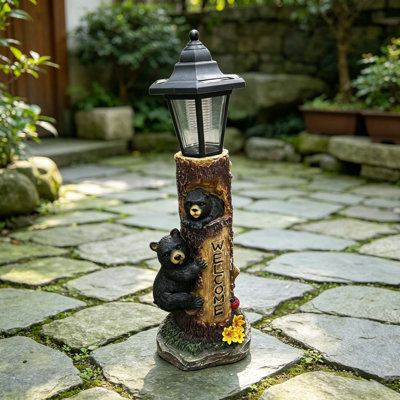Statue d'ours Aslley avec lumières à énergie solaire