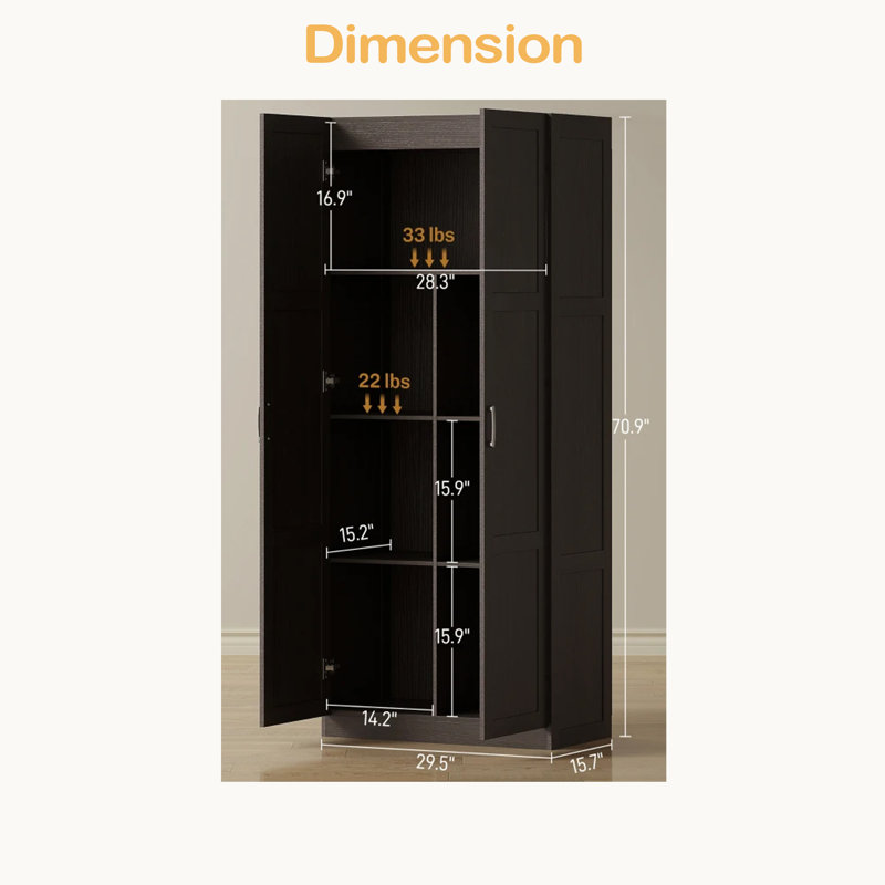 Armoire haute, armoire de salle de bain, armoire de cuisine haute, Marron foncé