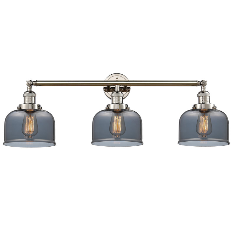Bell - Luminaire de meuble-lavabo 3 lumières 32 po, Plaqué couleur fumée, Nickel poli, DEL