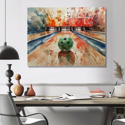 Green Bowling Ball Full Strike II - Bowling Wall Art Print