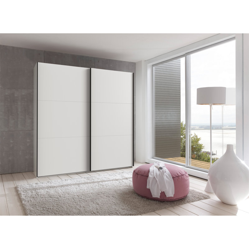 Guardino 2 Door Wardrobe, White, 216cm H x 200cm W x 65cm D
