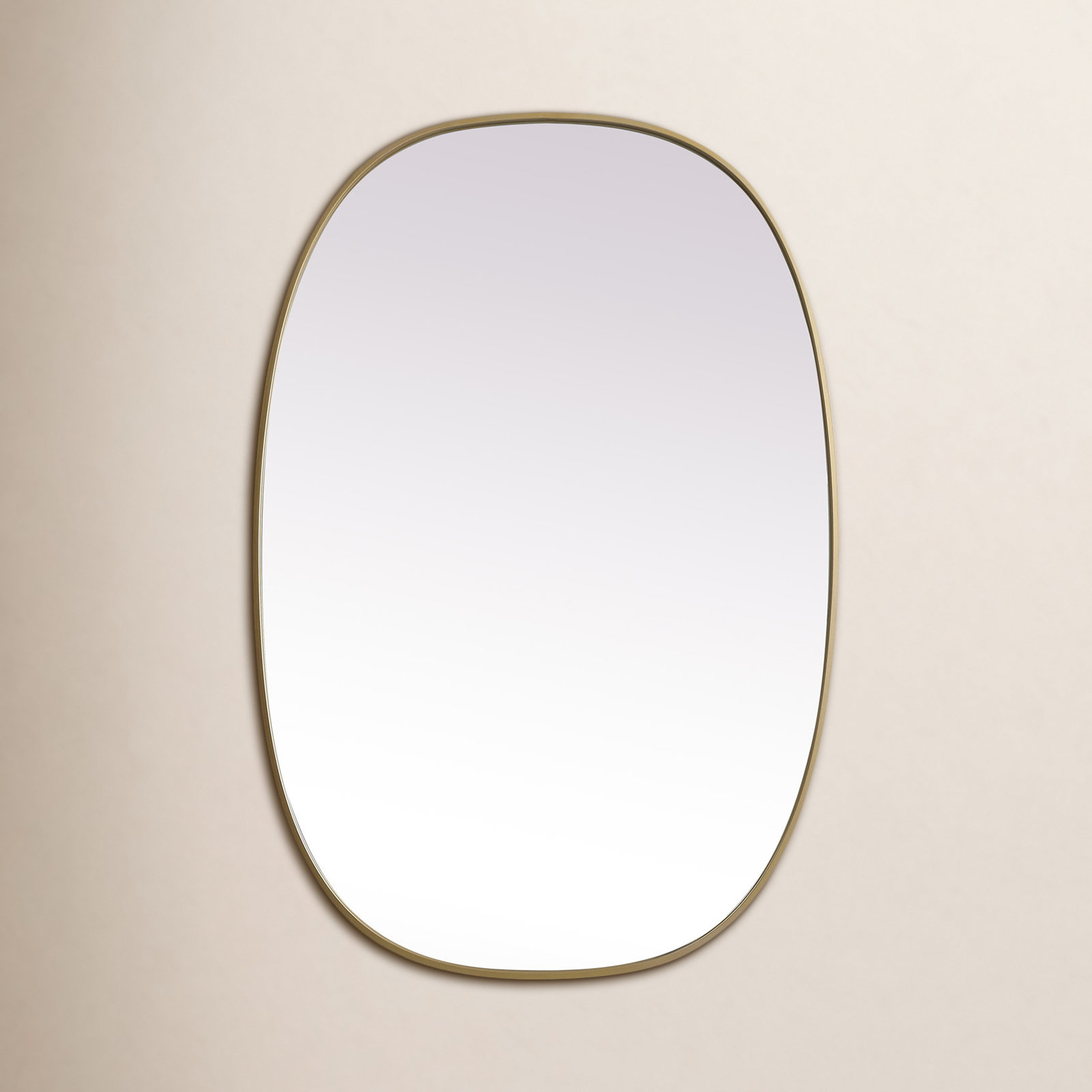 Sabine Metal Curved Oval Wall Mirror, Brass, 40" x 27"