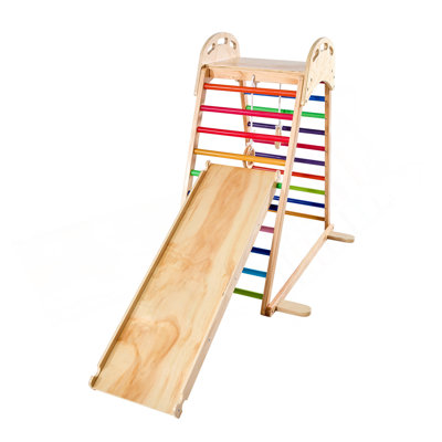 Indoor Playground Jungle Gym 4-In-1 Wooden Indoor Playground Playset