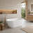 65 in. L x 29.5 in. W Minimalist Freestanding Acrylic Deep Soaking Bathtub with Drain and Overflow, Glossy White