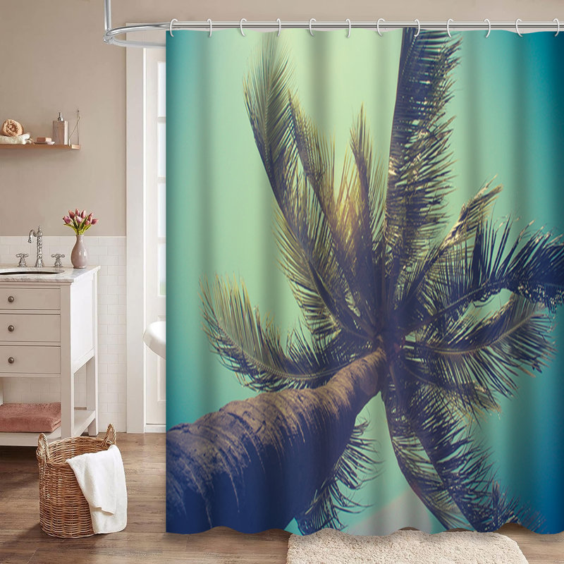 Rideau de douche avec 12 crochets Retro Palm Tree, L 72 po x l 78 po
