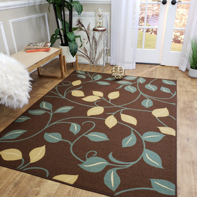 Tapis floral brun / bleu Arroya