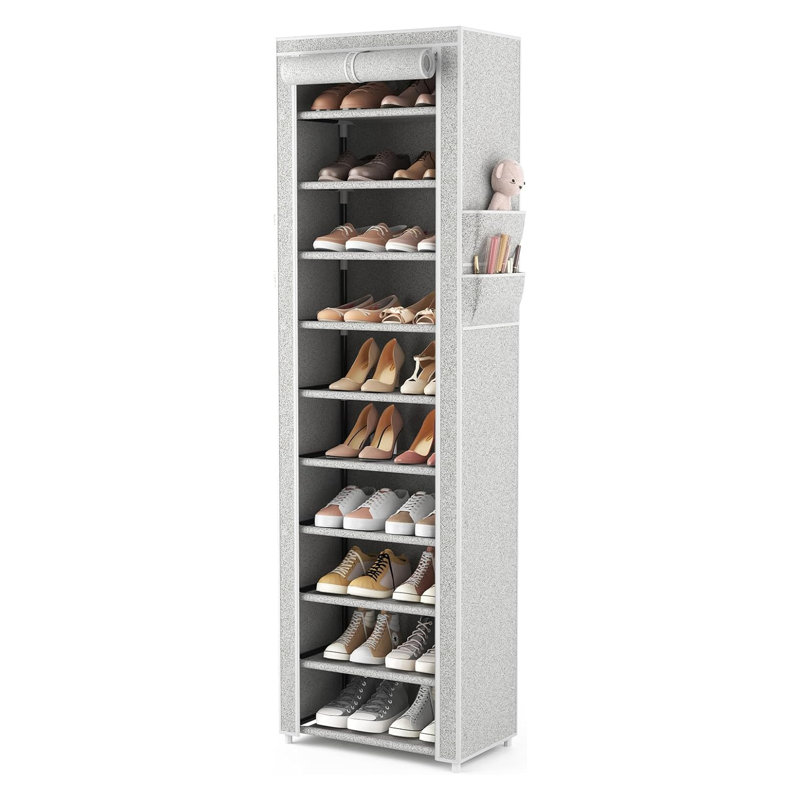 Vertical Shoe Rack Organizer With Dustproof Cover, 10-Tier Tall Shoe Storage Cabinet For Closet, Entryway, And Bedroom, Free Standing Shoe Shelf Holds 20-22 Pairs, Space-Saving Design