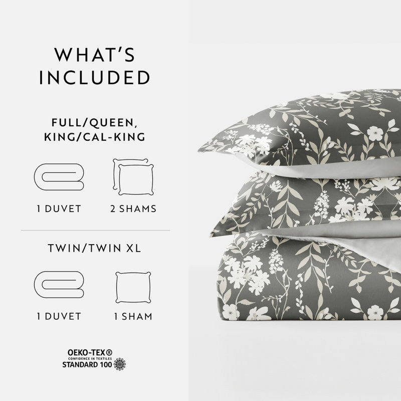 Duvet Cover Set Patterned Microfiber Ultra Soft Bedding in Secret Garden, Twin Duvet Cover + 1 Standard Sham