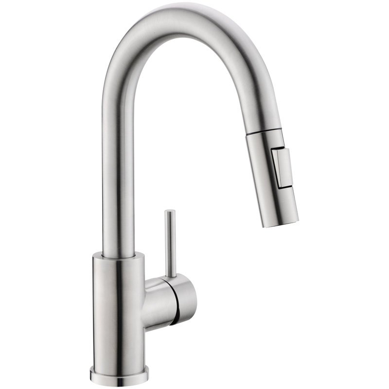 Single Handle Kitchen Faucet In Brushed Nickel, Pull Down Spray For Bathroom Sink, Modern Style Faucet, Nickel Sink Ceramic Filler Classic Design