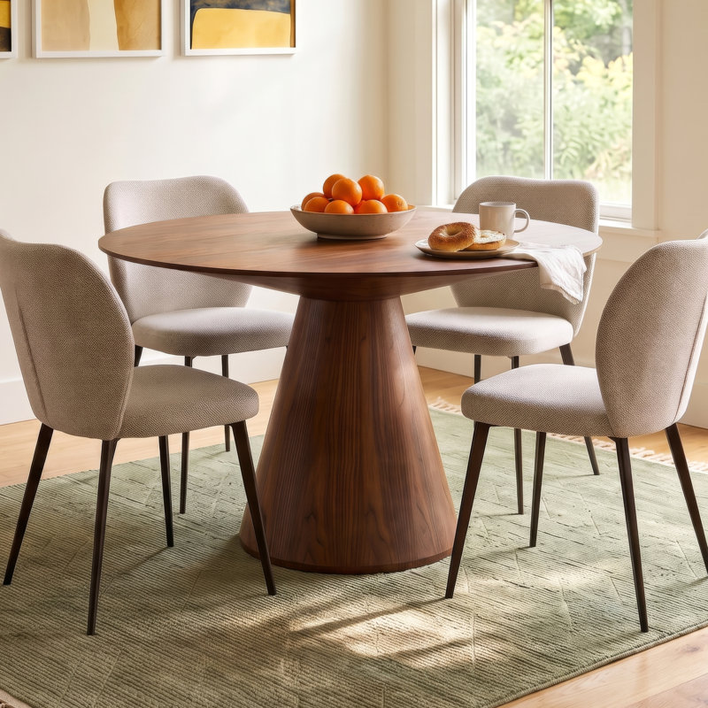 Royale Round Pedestal Dining Table, Walnut, 29.5" H x 54" W x 54" L